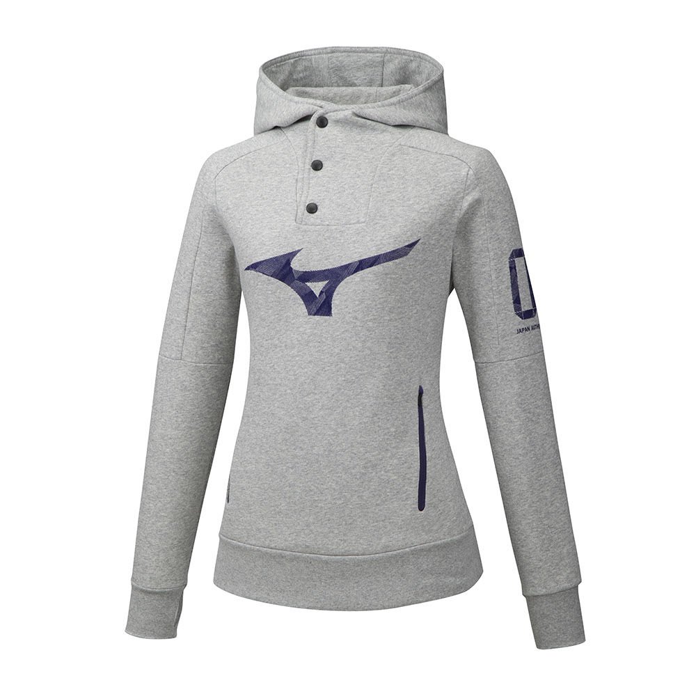 Mizuno Women's Hoodies Heritage Hoody Grey - PHQFAYR-92